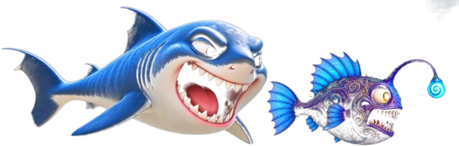 Sharky chasing Lure the angler fish